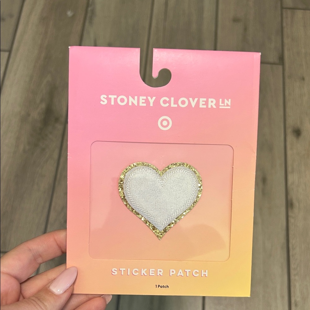 Stoney Clover Lane White Heart Patch with Gold Trim